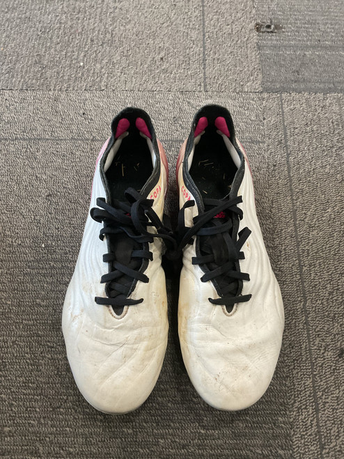 Vist Large View of Product Image Which is Used Adidas COPA Soccer Cleats Pink And White Junior 06