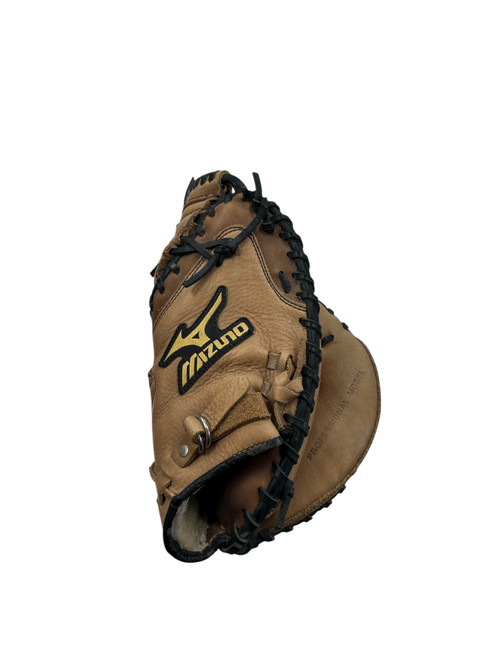 Vist Large View of Product Image Which is Used Mizuno GXC91 RHT MITT BB/SB Catchers RH Throw Tan 32"