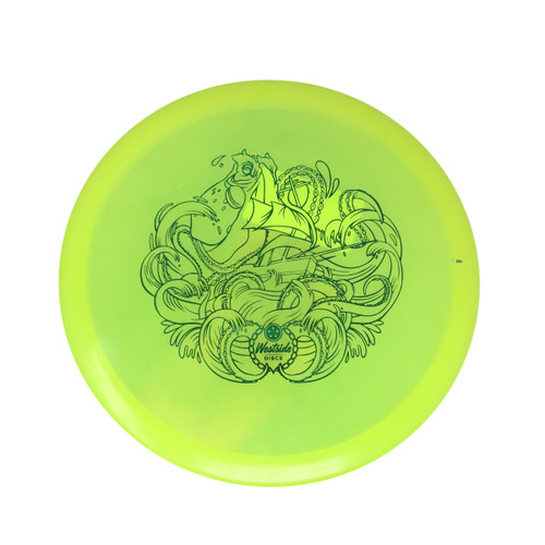 Vist Large View of Product Image Which is Used Westside TURSAS VIP ICE OCEAN TERROR NEVER USED Disc Golf Mid Range Yellow 176g