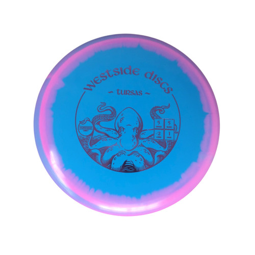 Vist Large View of Product Image Which is Used Westside TURSAS TURNAMENT ORBIT WSD NEVER USED Disc Golf Mid Range Carolina Blue 180g