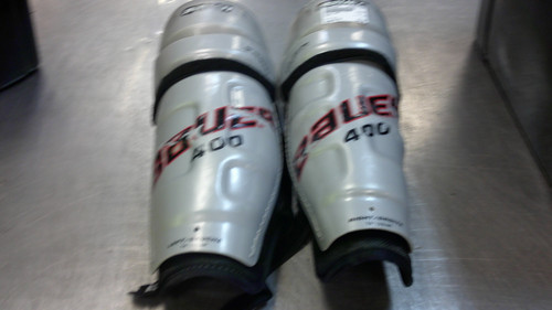 Vist Large View of Product Image Which is Used Bauer 400 Senior Shin Guards Grey 14"