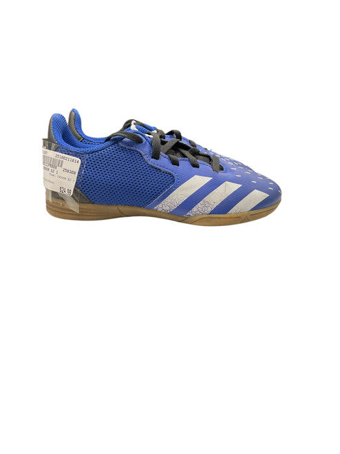 Vist Large View of Product Image Which is Used Adidas INDOOR SZ 1 Soccer Indoor Shoes White/Black/Royal Junior 01