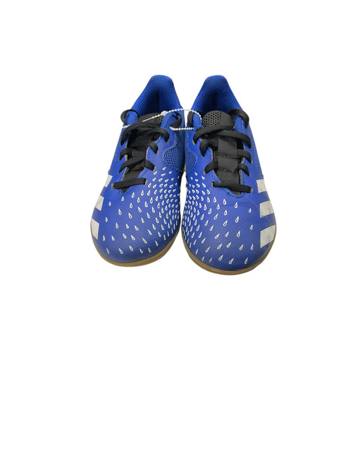 Vist Large View of Product Image Which is Used Adidas INDOOR SZ 1 Soccer Indoor Shoes White/Black/Royal Junior 01