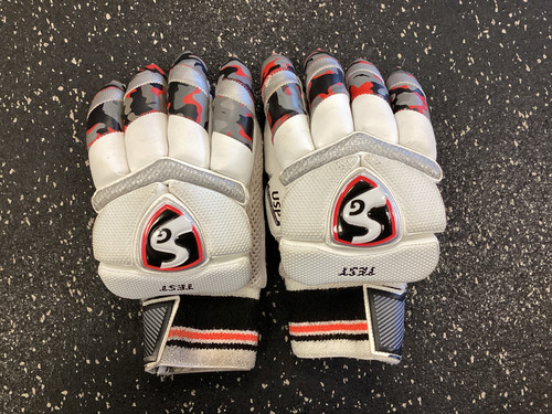Vist Large View of Product Image Which is Used SG TEST CRICKET BATTING GLOVES FB Gloves White SM