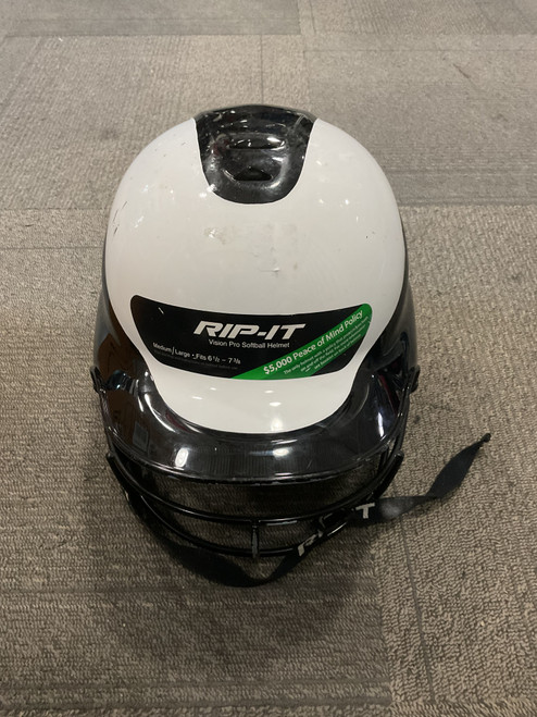 Vist Large View of Product Image Which is Used RIP-IT VISION PRO Batting Helmet w/Mask Black And White M/L