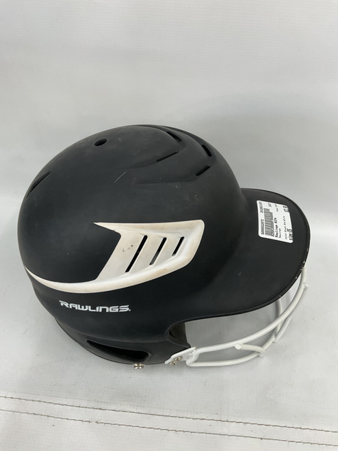 Vist Large View of Product Image Which is Used Rawlings RCFH Batting Helmet w/Mask Black And White One Size