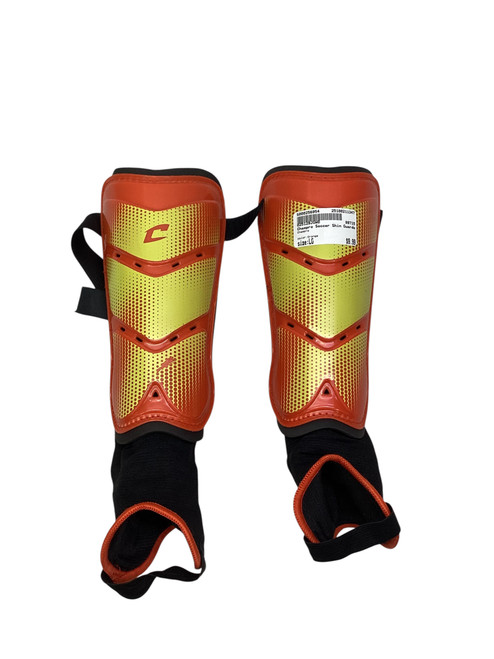 Vist Large View of Product Image Which is Used Champro Soccer Shin Guards Adult Orange LG