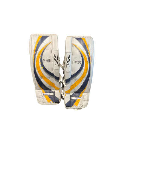 Vist Large View of Product Image Which is Used Reebok 7K Goalie Leg Pads Junior White 26"