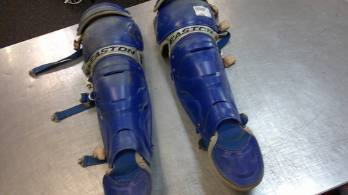 Vist Large View of Product Image Which is Used Easton GAMETIME Catchers Leg Guards Royal Blue Intermed