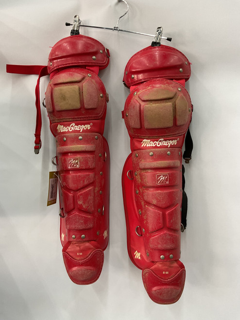 Vist Large View of Product Image Which is Used MacGregor LEG GUARDS Catchers Leg Guards Red Youth