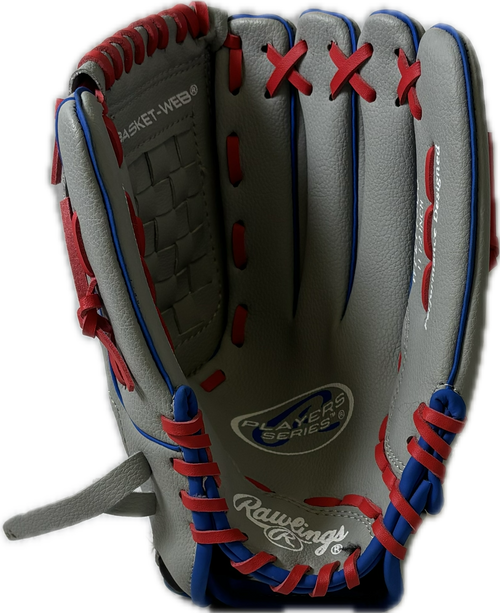 Vist Large View of Product Image Which is Used Rawlings WPL115GS BB/SB Glove RH Throw Royal/Red/Grey 11 1/2"