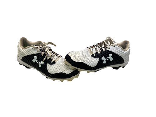 Vist Large View of Product Image Which is Used Under Armour LEAD OFF BB/SB Cleats Black And White Senior 11