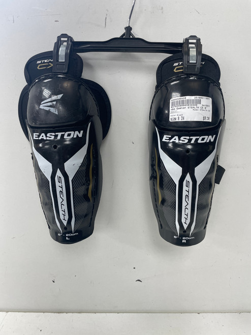 Vist Large View of Product Image Which is Used Easton STEALTH CX Youth Shin Guards Black 8"
