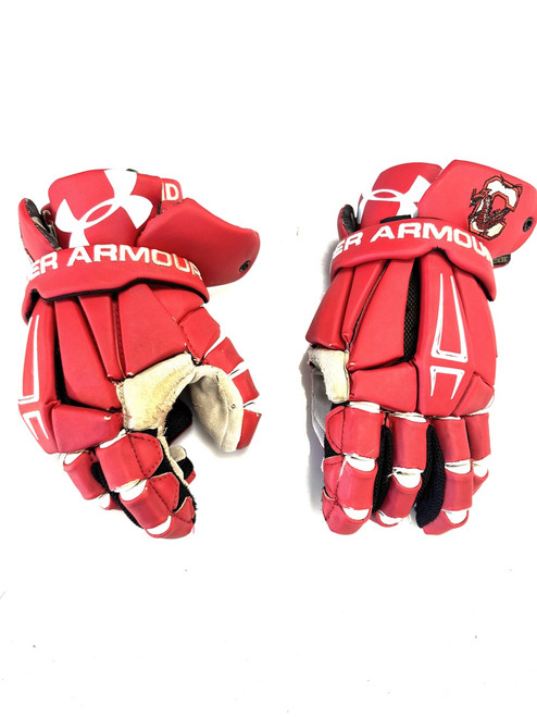 Vist Large View of Product Image Which is Used Under Armour HEAT GEAR Lacrosse Gloves Mens Red LG