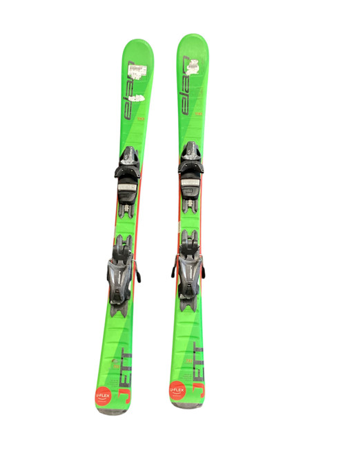 Vist Large View of Product Image Which is Used Elan JETT U-FLEX Boys DH Ski/Binding Green 110 cm