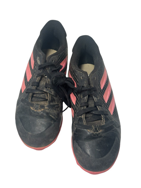 Vist Large View of Product Image Which is Used Adidas PURE HUSTLE 2 JUNIOR AH02349 Baseball & Softball Cleats Black And Pink Junior 01.5