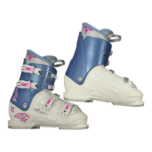 Vist Large View of Product Image Which is Used Nordica GP TJ Womens DH Ski Boot White 255 MP - M07.5 - W08.5