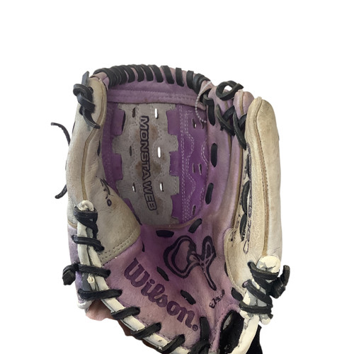 Vist Large View of Product Image Which is Used Wilson MONSTER WEB BB/SB Glove RH Throw Purple 10"