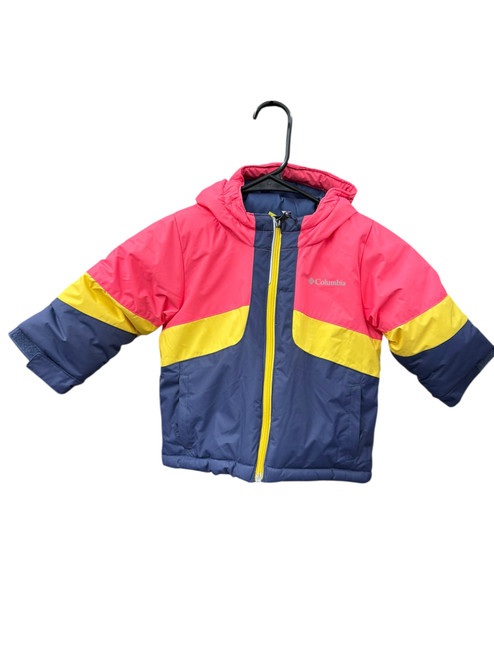 Vist Large View of Product Image Which is Used Columbia YTH 3T Snow Jacket - Pink/Yellow/Navy