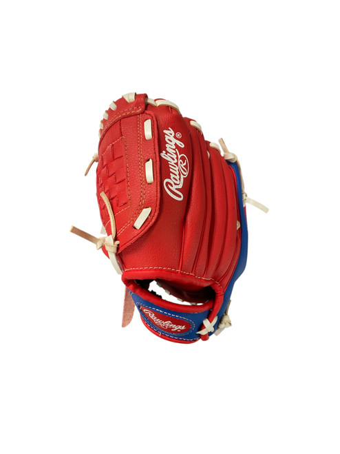 Vist Large View of Product Image Which is Used Rawlings PL91SR BB/SB Glove LH Throw Red 9"