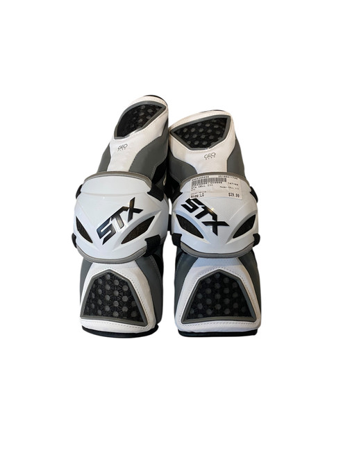 Vist Large View of Product Image Which is Used STX CELL III Lacrosse Arm Pads/Guards White LG