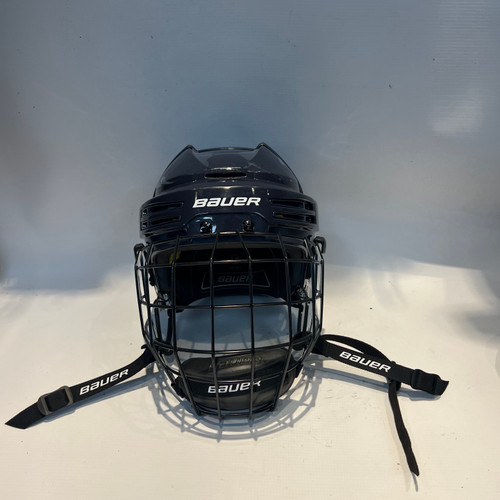 Vist Large View of Product Image Which is Used Bauer NAVY BLUE HELMET W MASK Helmet Cage Combo Navy Blue One Size