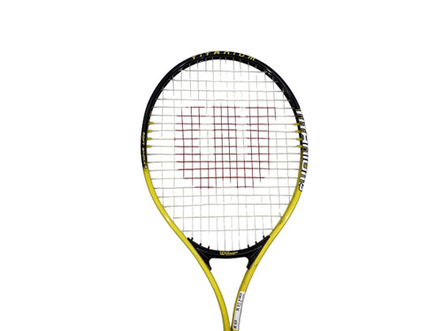Vist Large View of Product Image Which is Used Wilson SOFT SHOCK 3 Adult Tennis Racquet Yellow 4 1/4"