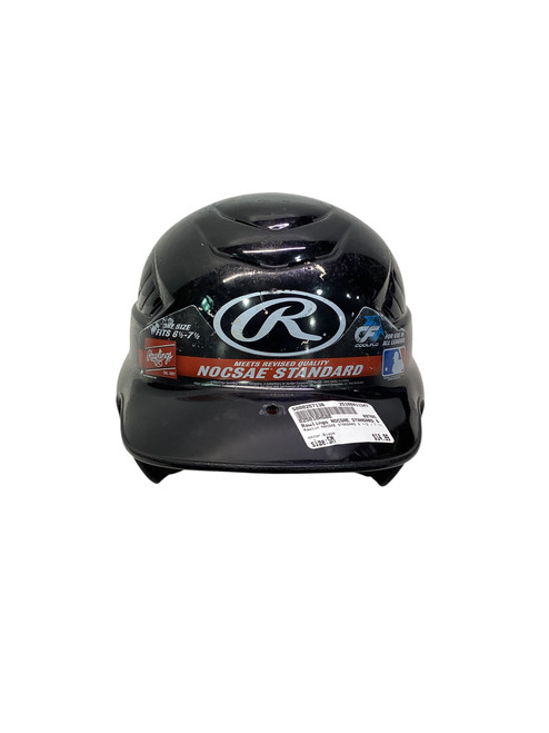 Vist Large View of Product Image Which is Used Rawlings NOCSAE STANDARD 6 1/2 - 7 1/2 Batting Helmet No Mask Black SM