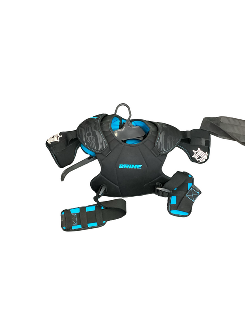 Vist Large View of Product Image Which is Used Brine BLACK/ BLUE SP Lacrosse Shoulder Pads Black MD
