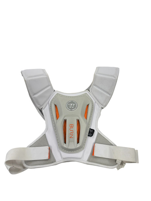 Vist Large View of Product Image Which is Used Warrior BURN Lacrosse Shoulder Pads White LG