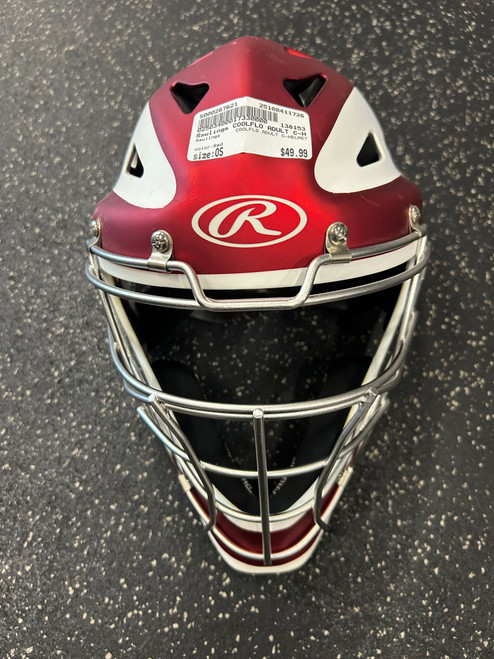Vist Large View of Product Image Which is Used Rawlings COOLFLO ADULT C-HELMET Catchers Helmet w/Mask Red One Size