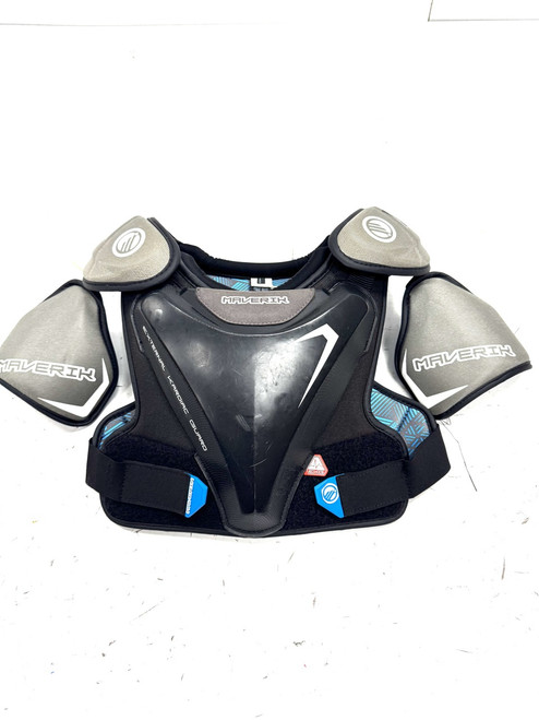 Vist Large View of Product Image Which is Used Maverik CHARGER Lacrosse Shoulder Pads Black LG