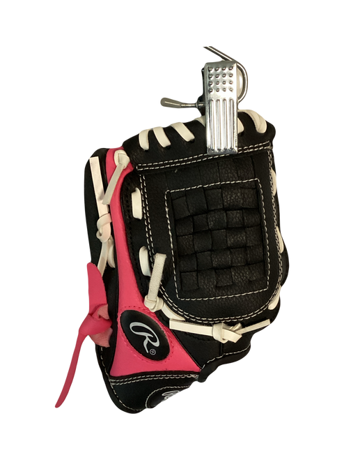 Vist Large View of Product Image Which is Used Rawlings PLAYERS SERIES BB/SB Glove LH Throw Pink 9"