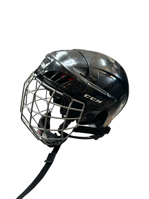 Vist Large View of Product Image Which is Used CCM COMBO MEDIUM UNCERT Helmet Cage Combo Black MD