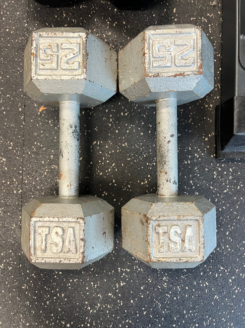 Vist Large View of Product Image Which is Used 25-lb Hex Dumbbell (Pair)