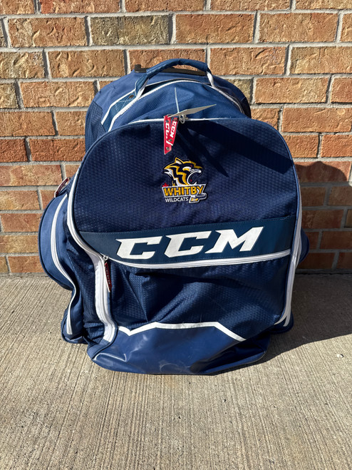 Vist Large View of Product Image Which is Used CCM WILDCAT WHEEL BAG Jr Hockey Wheeled Navy Blue
