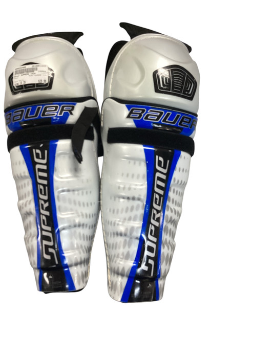 Used Bauer SUPREME 14IN Senior Shin Guards White 14" 11842-S000222409 Vist Large View of Product Image Which is Used Bauer SUPREME 14IN Senior Shin Guards White 14"