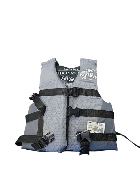 Vist Large View of Product Image Which is Used BASS PRO SHOPS PFD Youth PFD Grey Youth 50-90