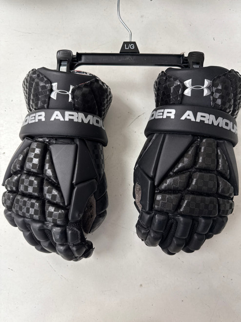 Vist Large View of Product Image Which is Used Under Armour HEATGEAR Lacrosse Gloves Mens Black LG