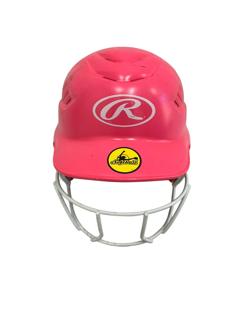 Vist Large View of Product Image Which is Used Rawlings RCFH Batting Helmet w/Mask Pink One Size