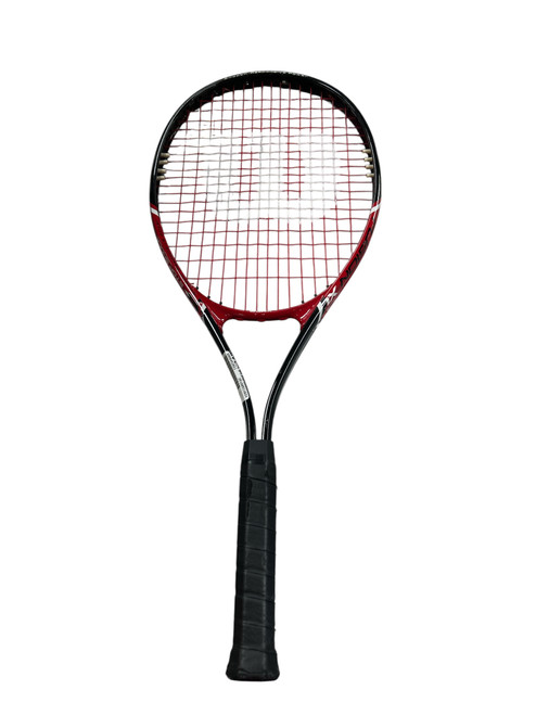 Vist Large View of Product Image Which is Used Wilson ROGER FEDERER 110 RACQUET Adult Tennis Racquet White 3 3/8"