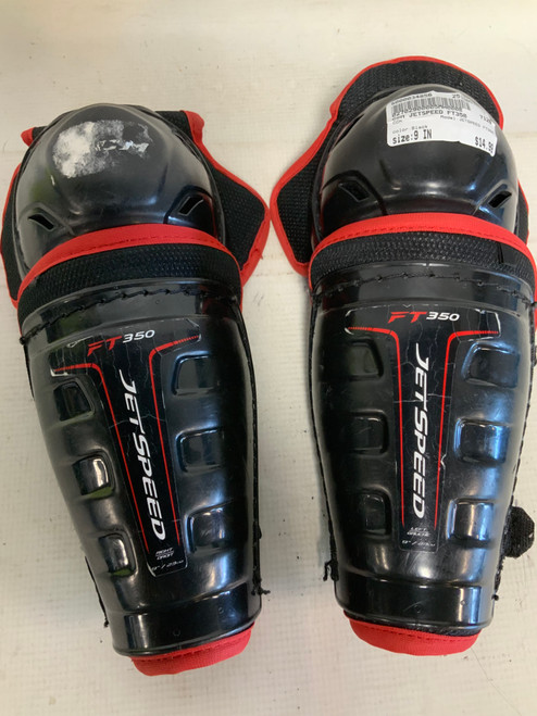 Vist Large View of Product Image Which is Used CCM JETSPEED FT350 Youth Shin Guards Black 9"
