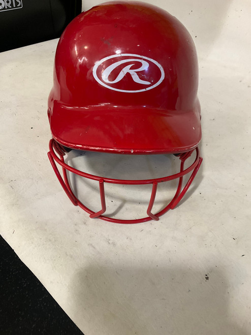 Vist Large View of Product Image Which is Used Rawlings HELMET W/ MASK Batting Helmet w/Mask Red SM