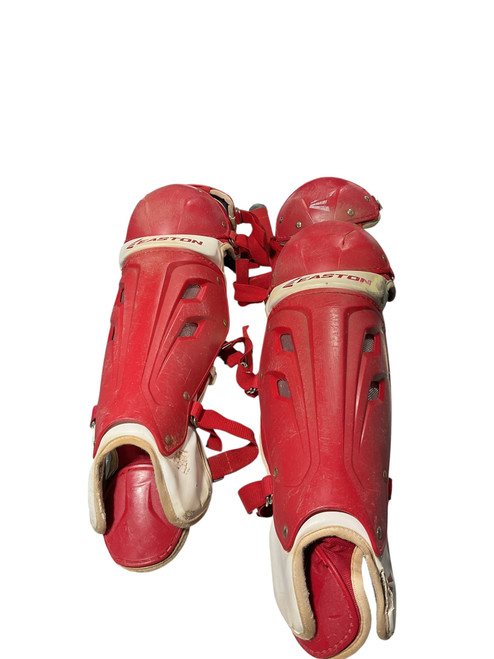 Vist Large View of Product Image Which is Used Easton RED SHIN GUARDS Catchers Leg Guards Red Adult