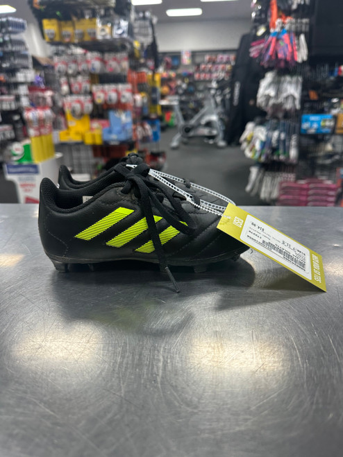 Vist Large View of Product Image Which is Used Adidas GOLETTO Soccer Cleats Black And Optic Yellow Youth 11.5
