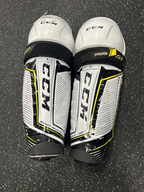Vist Large View of Product Image Which is Used CCM TACKS AS1 Senior Shin Guards White 15"