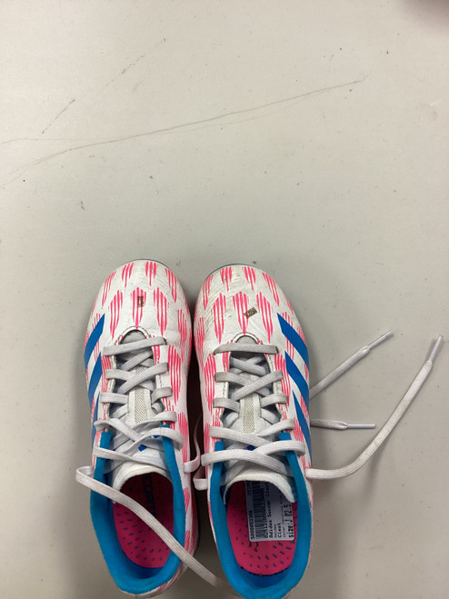 Vist Large View of Product Image Which is Used Adidas Soccer Cleats Carolina Blue And Pink Junior 02.5