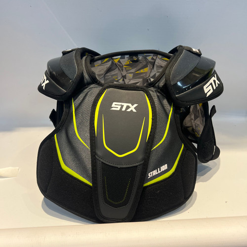 Vist Large View of Product Image Which is Used STX STALLION 200 Lacrosse Shoulder Pads Black SM