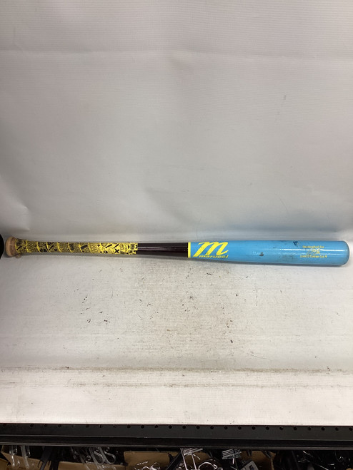 Vist Large View of Product Image Which is Used Marucci LINDY12 CUSTOM CUT M BB/SB Wood Bat Carolina Blue 33"