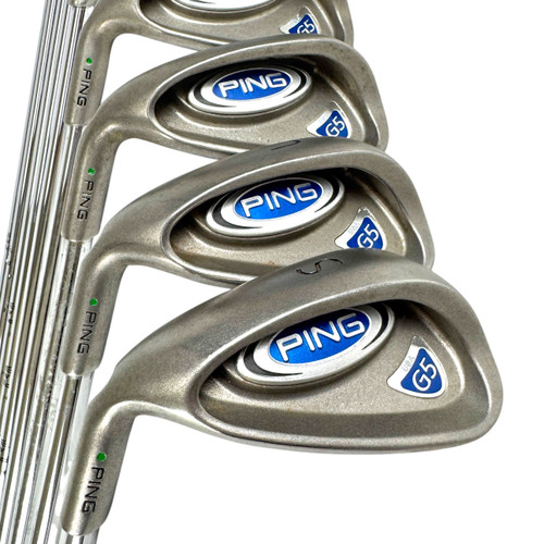 Vist Large View of Product Image Which is Used Ping G5 GREEN DOT Men's LH Iron Set 4I-SW Regular Flex Steel Shaft